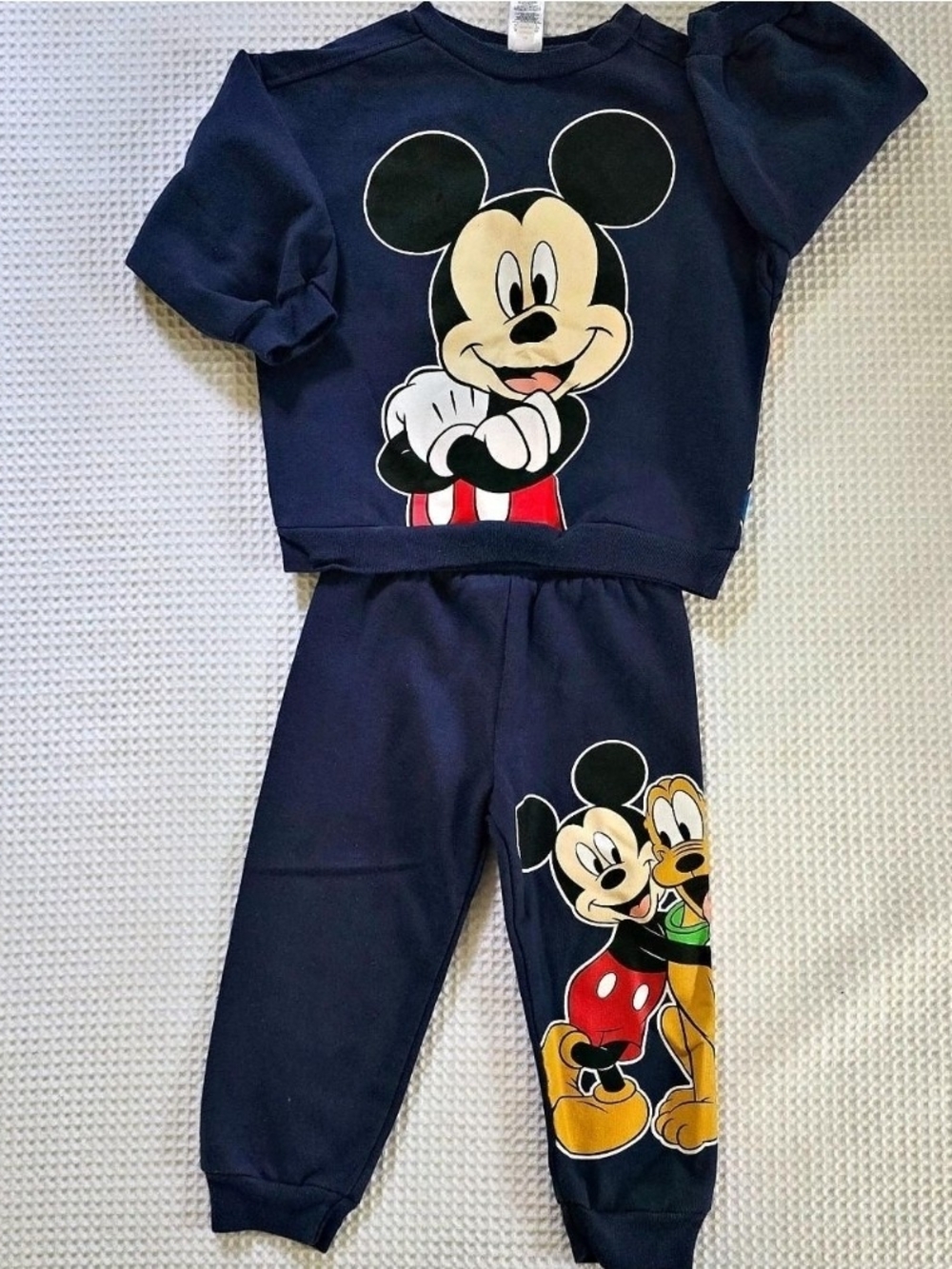 Disney Junior Mickey Mouse & Pluto Sweatshirt & Joggers Set 2T Navy Blue